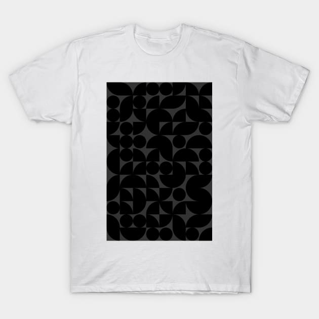 Black Colored Geometric Pattern - Shapes #6 T-Shirt by Trendy-Now